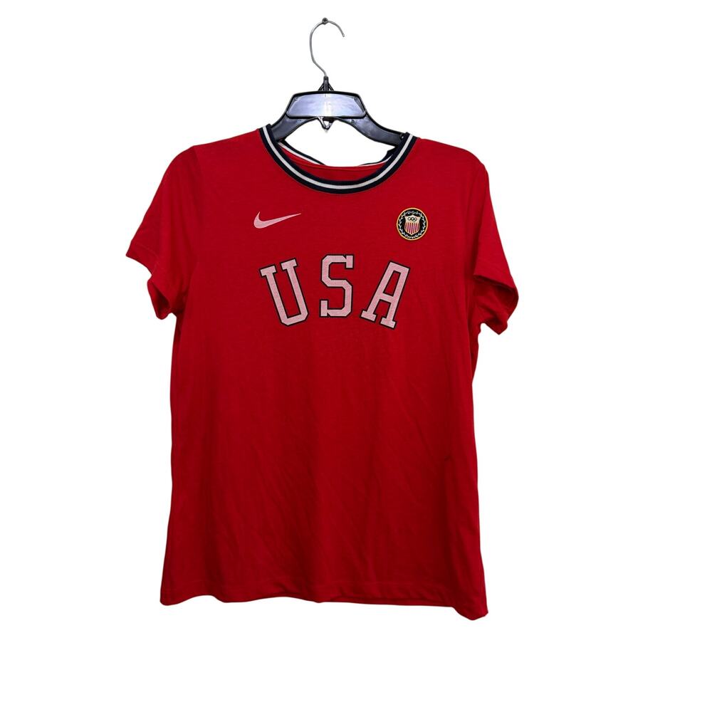 Nike T-Shirt Olympic Team USA Standard Fit Crew Neck Red Size Medium